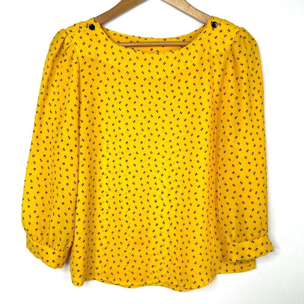 Vintage Miss Paquette California Yellow & Black Blouse Medium